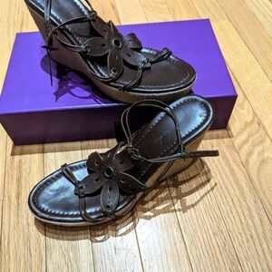 Banana Republic Brown Leather Boho Wedge 9